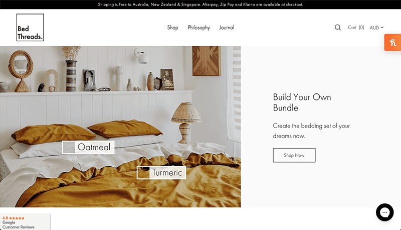 Bed Threads Website User Experience