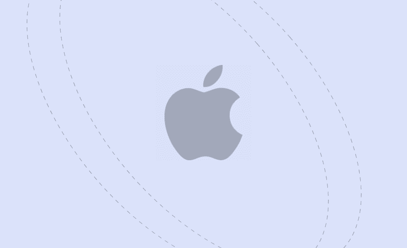 Purple background with grey Apple logo centred in the middle
