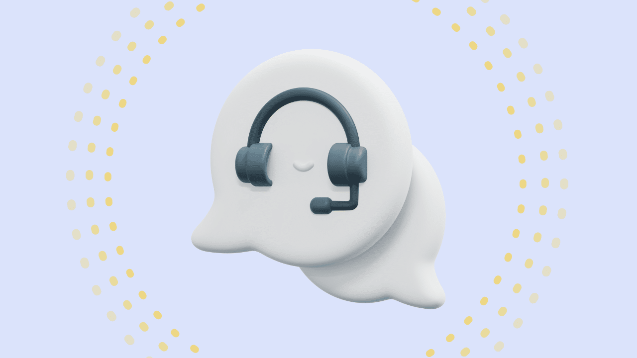 3D Speech Bubbles with headphones to represent customer service