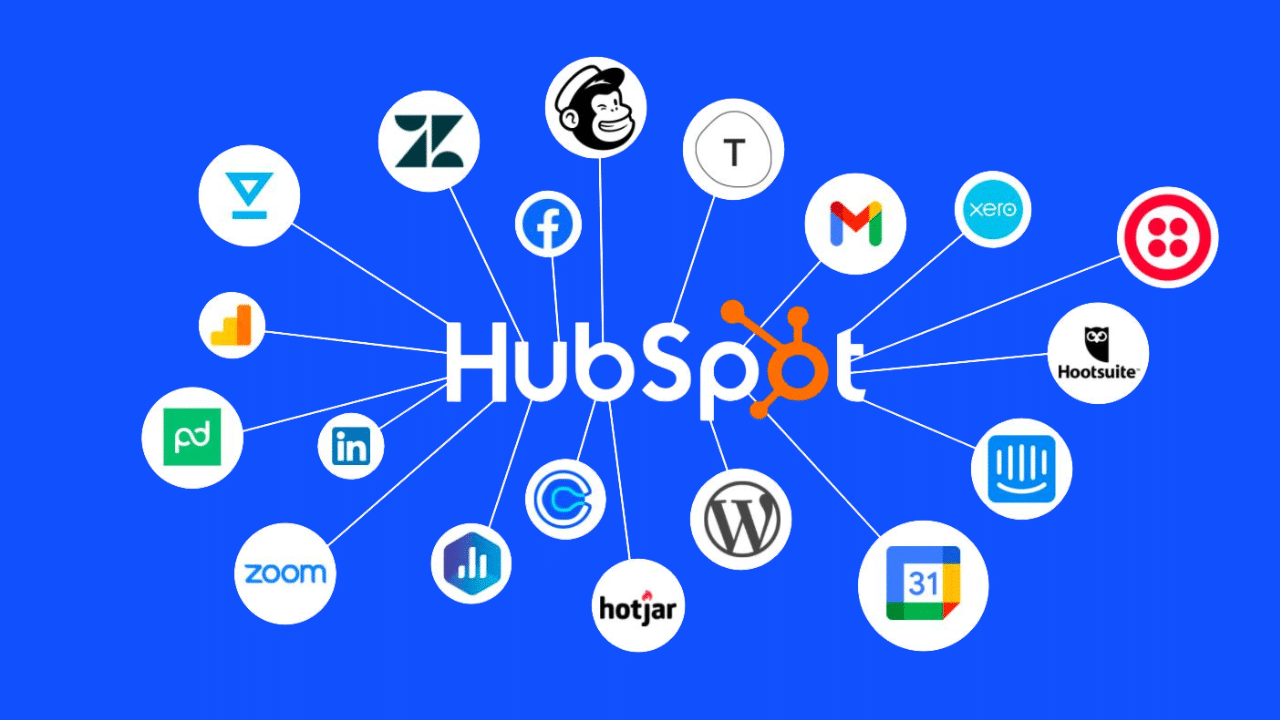 HubSpot Logo with other brands logos connected