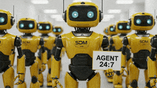 AI Agent Robots in Yellow
